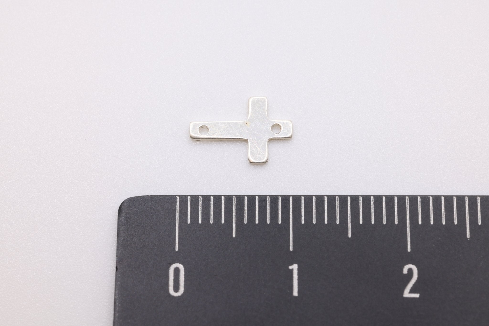 Sterling Silver Cross Connector Charm, 9mm x 6mm, Spacer Link Charm, Sideways Horizontal Cross - HarperCrown