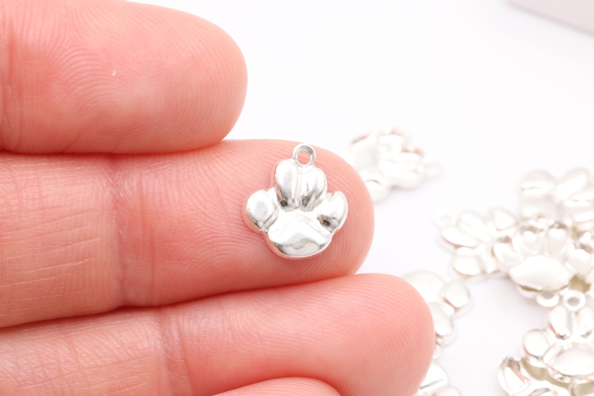 Sterling Silver Dog Paw Charm, Wholesale Jewelry Making Charm, Dog Foot Print - HarperCrown