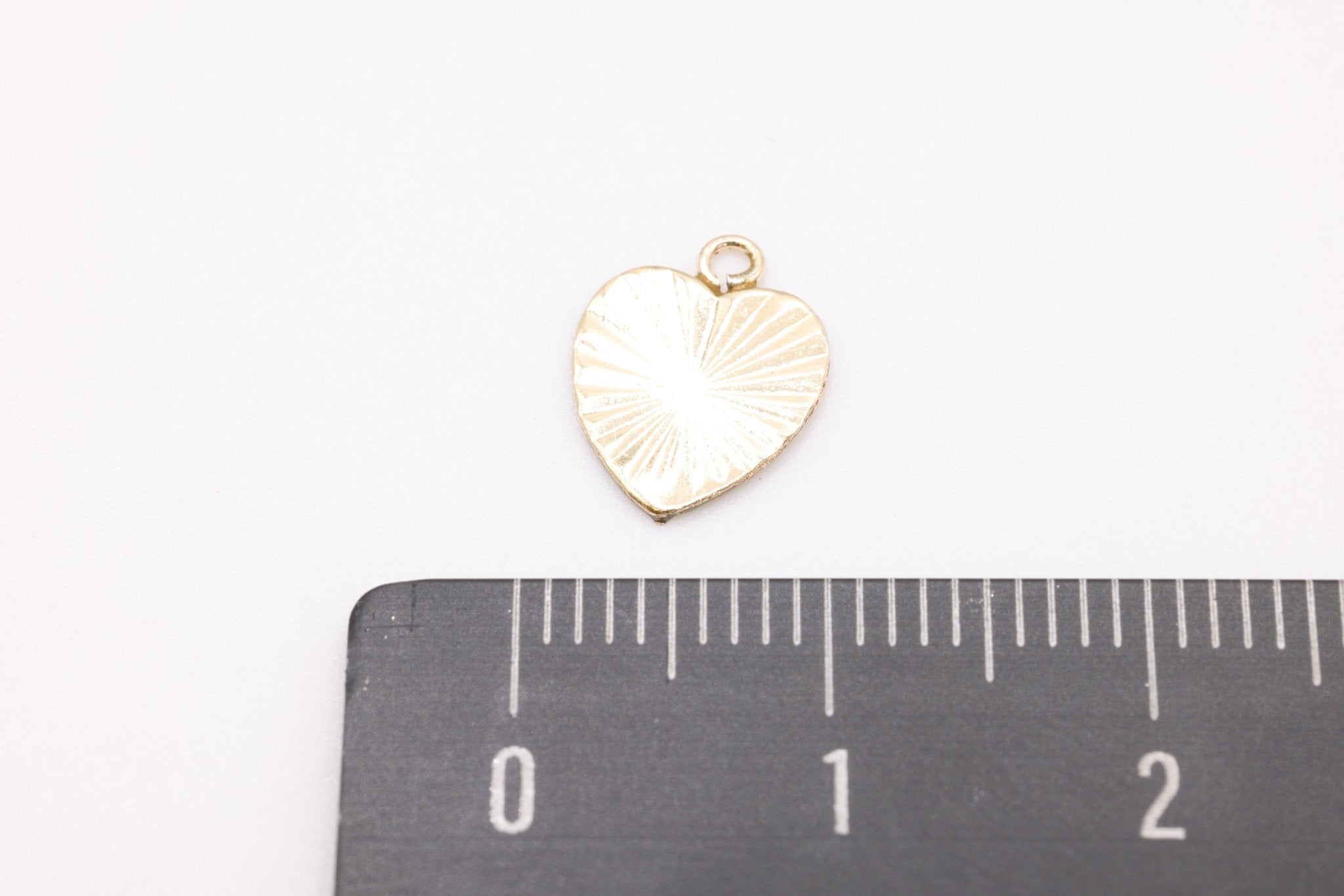 Sunbrust Heart Charm, 14K Gold - Filled, Stamped Love Textured Heart, Jewelry Making Charm - HarperCrown