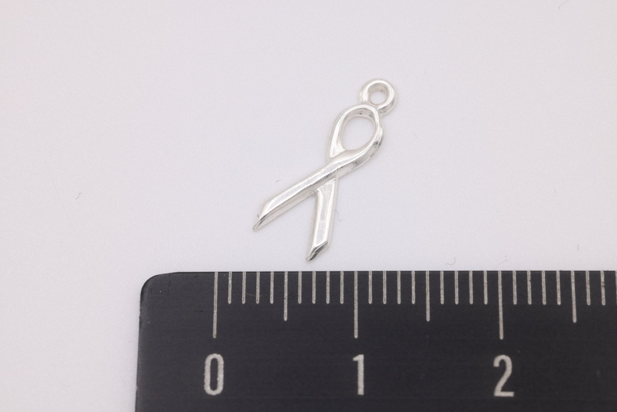 Support Our Troops Ribbon Charm, 925 Sterling Silver, 14mm x 5mm, Bulk DIY Wholesale Jewelry Making Charm - HarperCrown