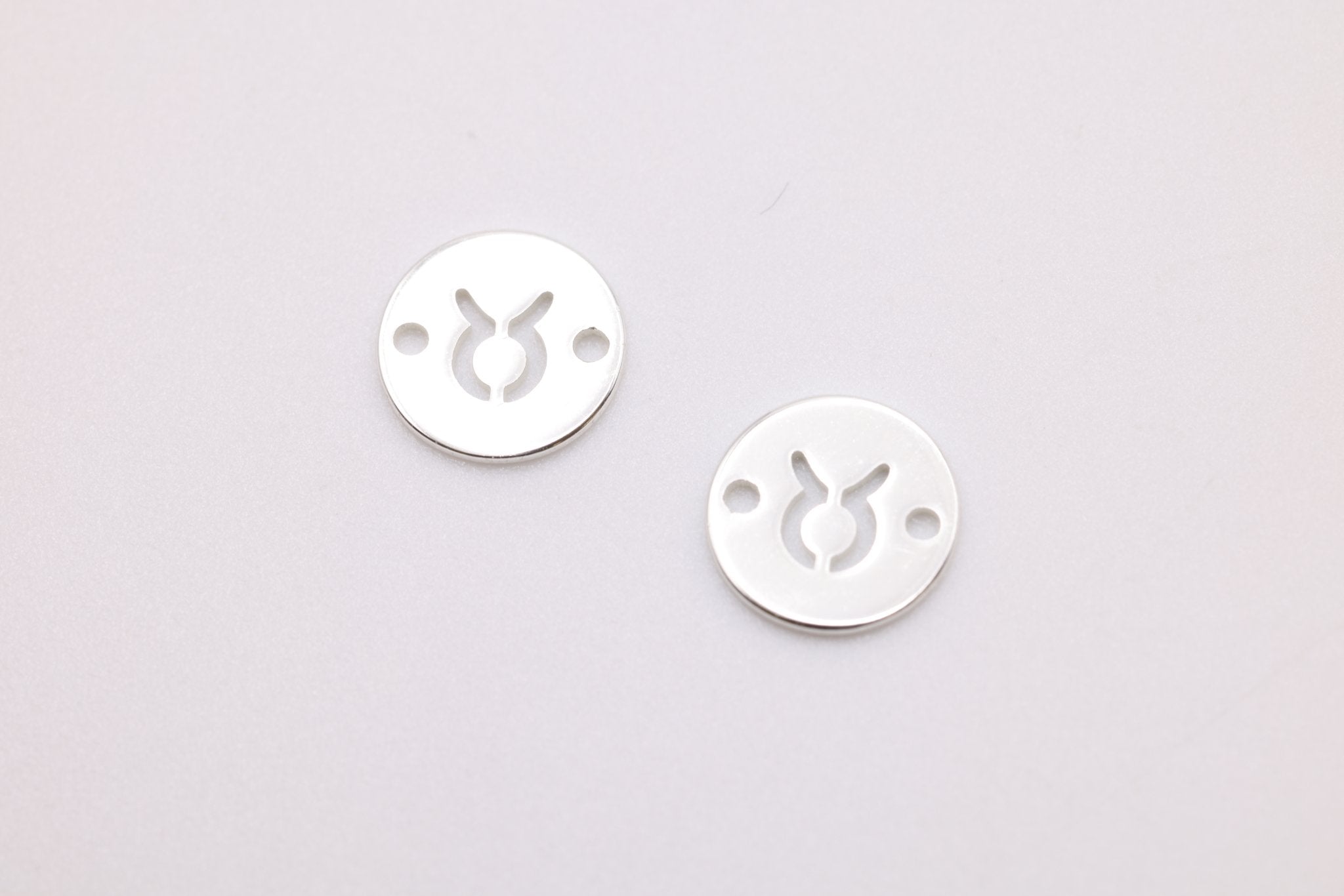 Taurus Zodiac Connector Charm, 925 Sterling Silver, 6mm x 6mm, Bulk Wholesale Jewelry Making Charm - HarperCrown