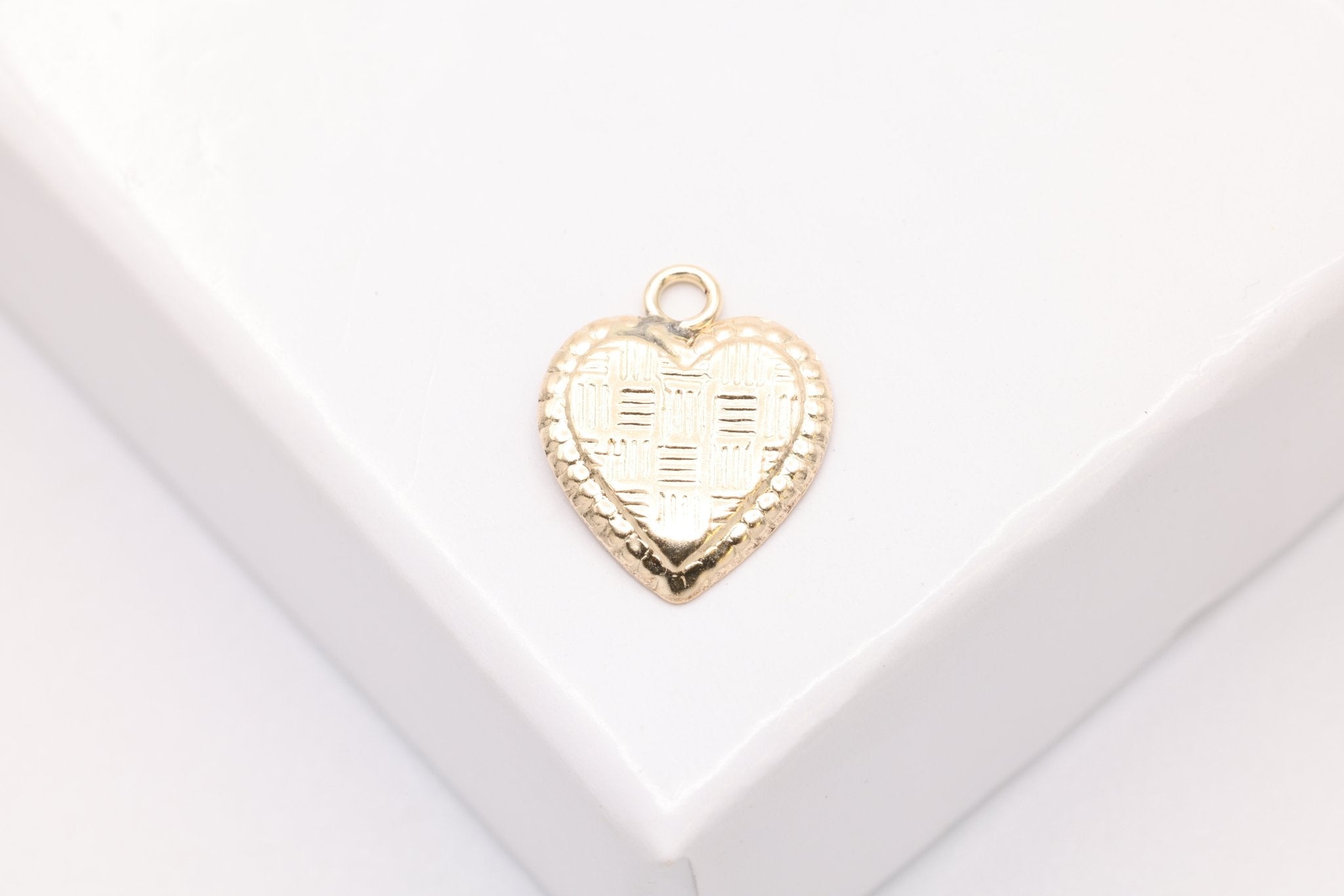 Textured Heart Charm, Gold - Filled, 10mm x 8mm, Wholesale Bulk DIY Wholesale Jewelry Making Charm - HarperCrown