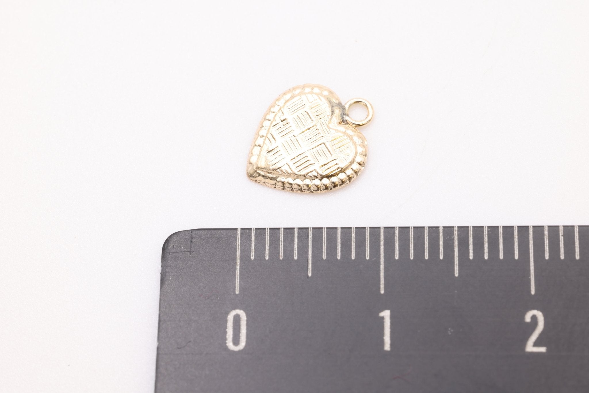 Textured Heart Charm, Gold - Filled, 10mm x 8mm, Wholesale Bulk DIY Wholesale Jewelry Making Charm - HarperCrown