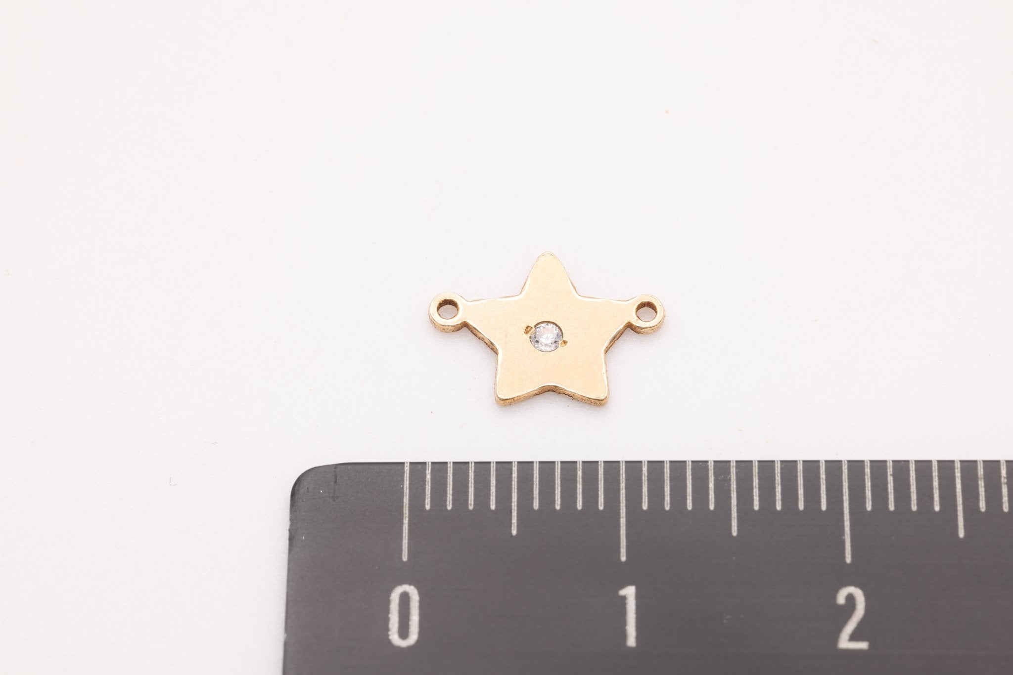 The CZ Star Connector Charm, Gold - Filled, 11mm x 7mm, Bulk DIY Wholesale Jewelry Making Charm - HarperCrown