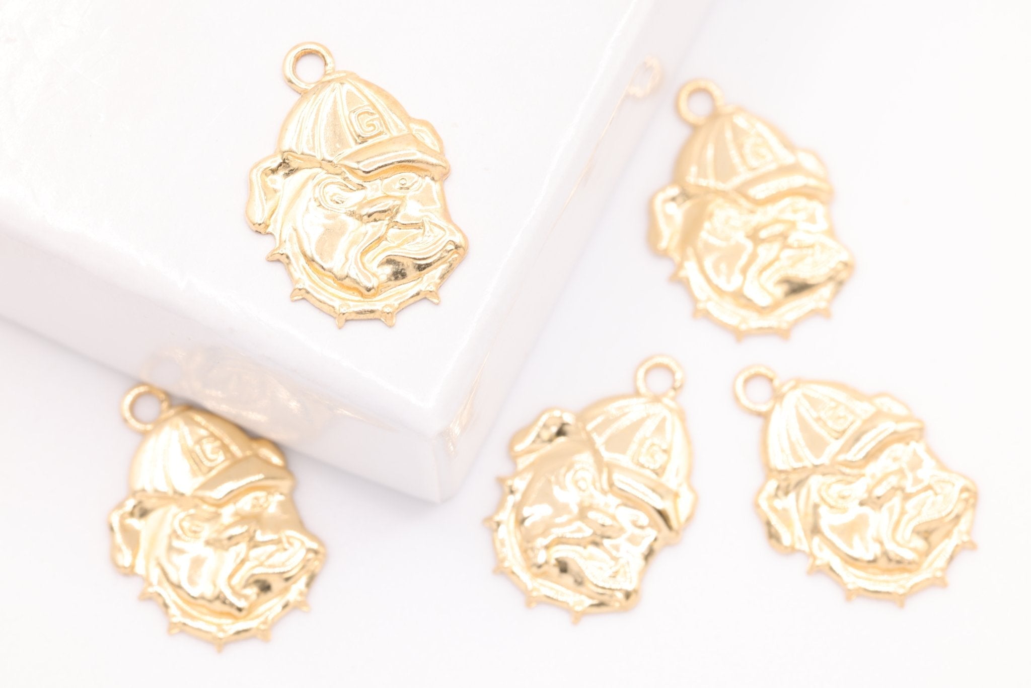 University of Georgia Bulldog Charm, 14K Gold - Filled, 14mm x 9mm, Bulk DIY Wholesale Jewelry Making Charm - HarperCrown