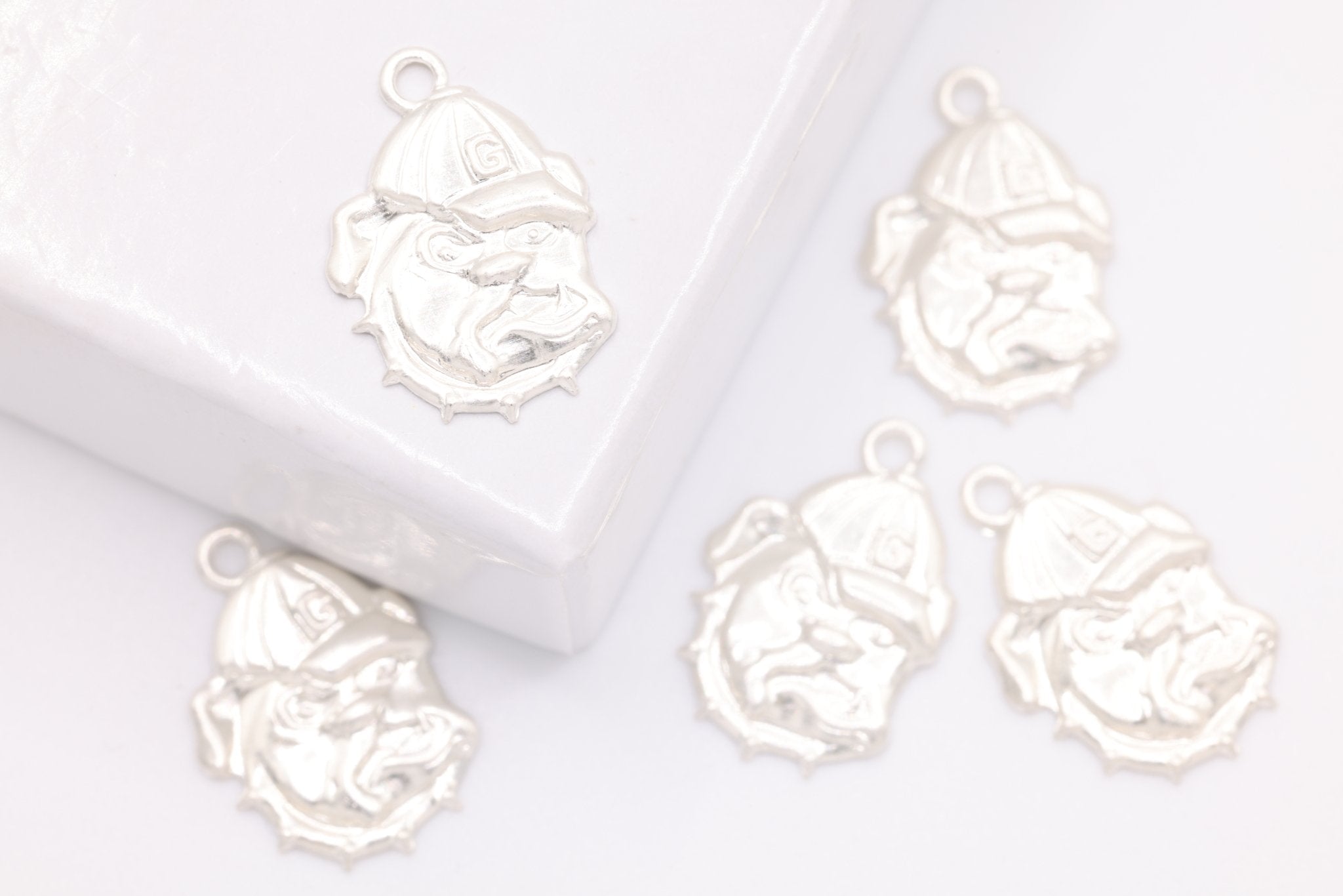 University of Georgia Bulldog Charm, Sterling Silver, 14mm x 9mm, Bulk DIY Wholesale Jewelry Making Charm - HarperCrown