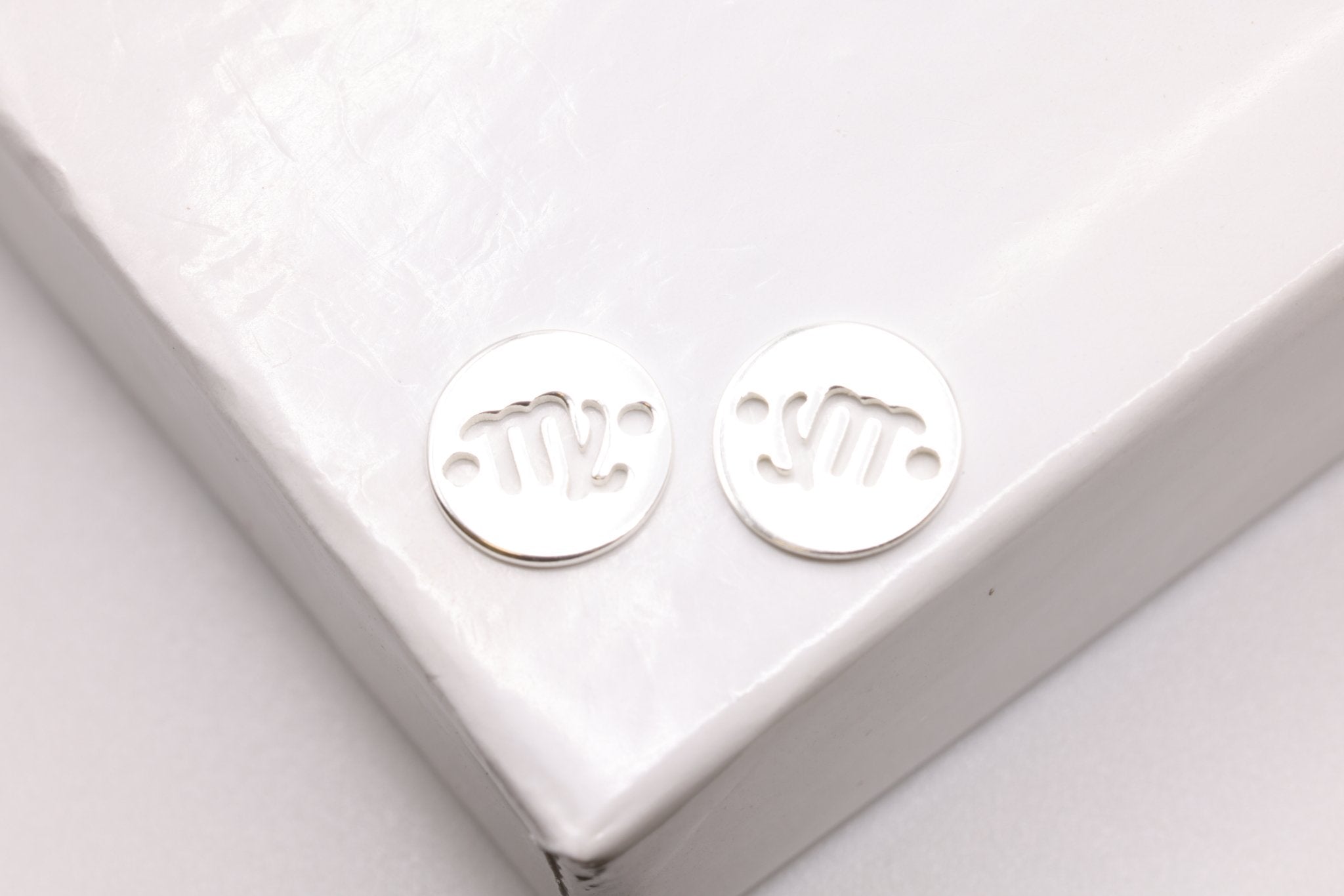 Virgo Zodiac Connector Charm, 925 Sterling Silver, 6mm x 6mm, Bulk Wholesale Jewelry Making Charm - HarperCrown