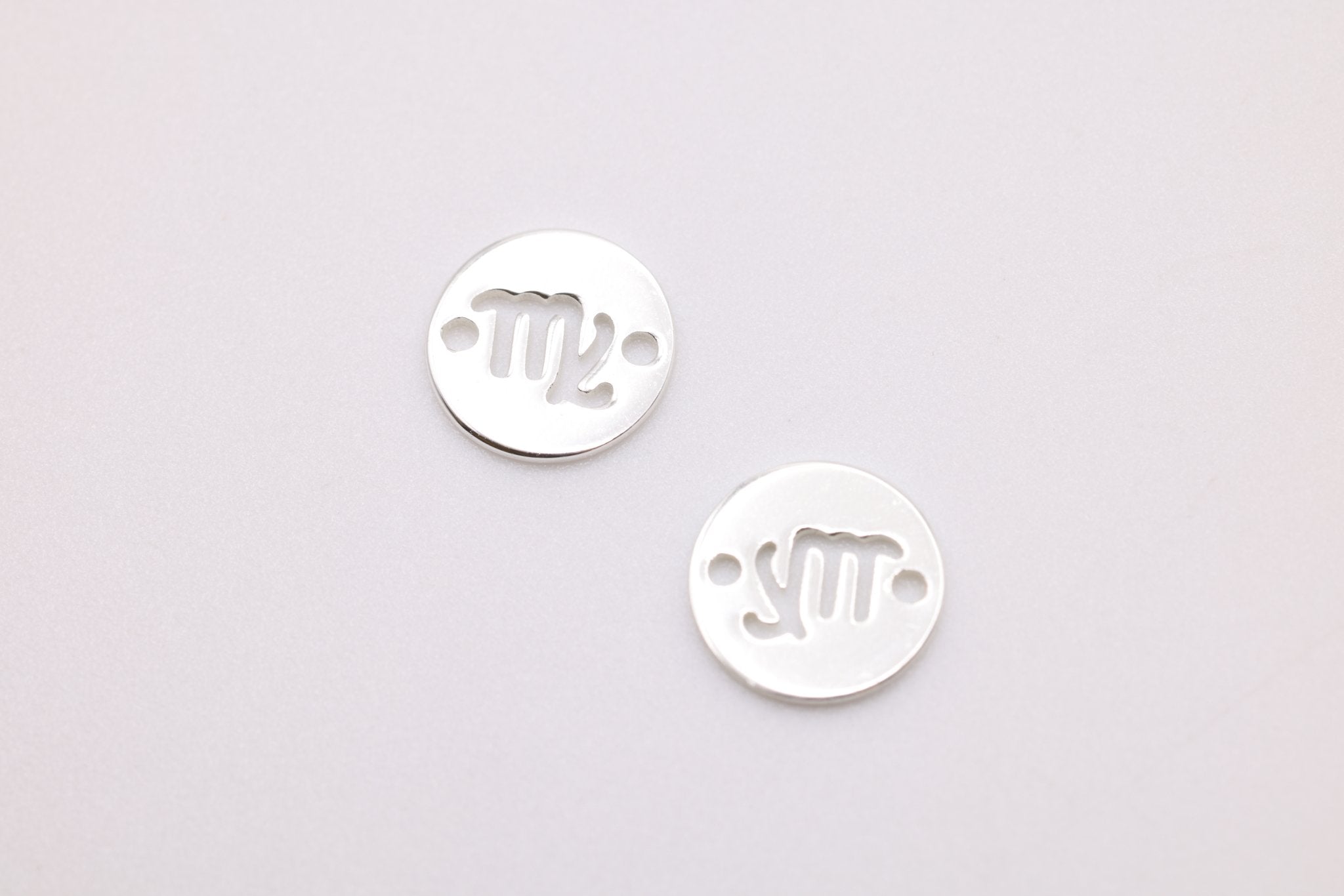 Virgo Zodiac Connector Charm, 925 Sterling Silver, 6mm x 6mm, Bulk Wholesale Jewelry Making Charm - HarperCrown