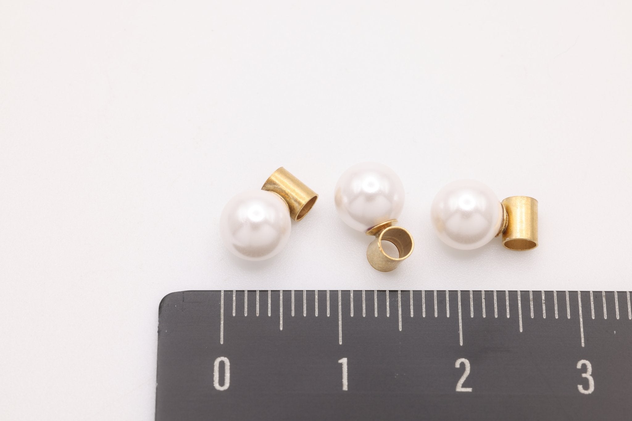 White Freshwater Pearl Tube Bail Drop Charm, Gold - Filled, 9mm x 6mm, Round Pearl, Bulk DIY Wholesale Jewelry Making Charm - HarperCrown