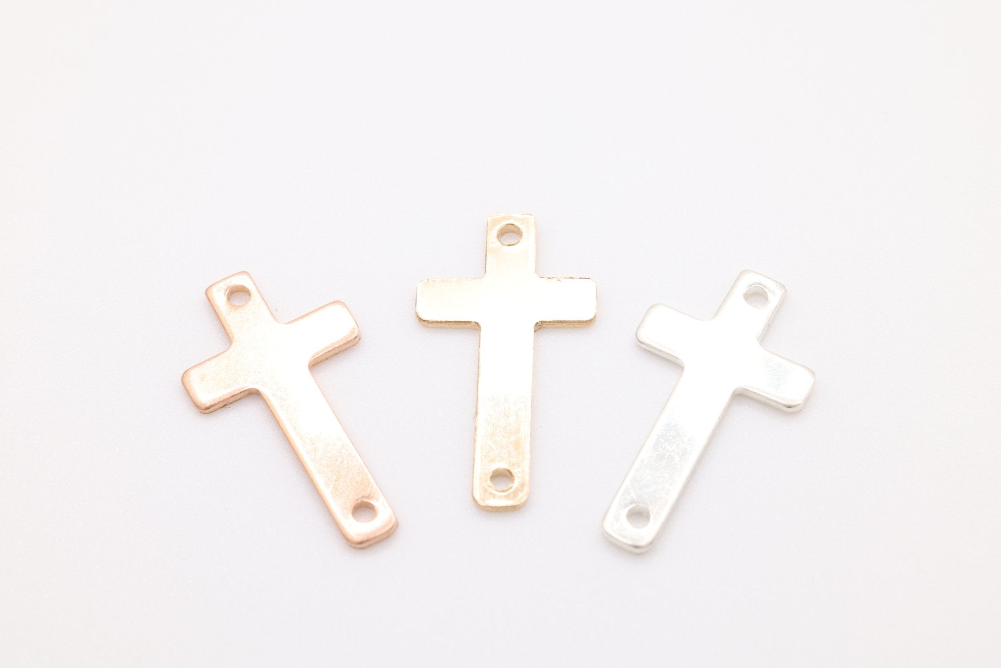 Wholesale Cross Link Connector Charm, 14K Gold-Filled or Sterling Silver, 20ga Sideways Cross Blank - HarperCrown