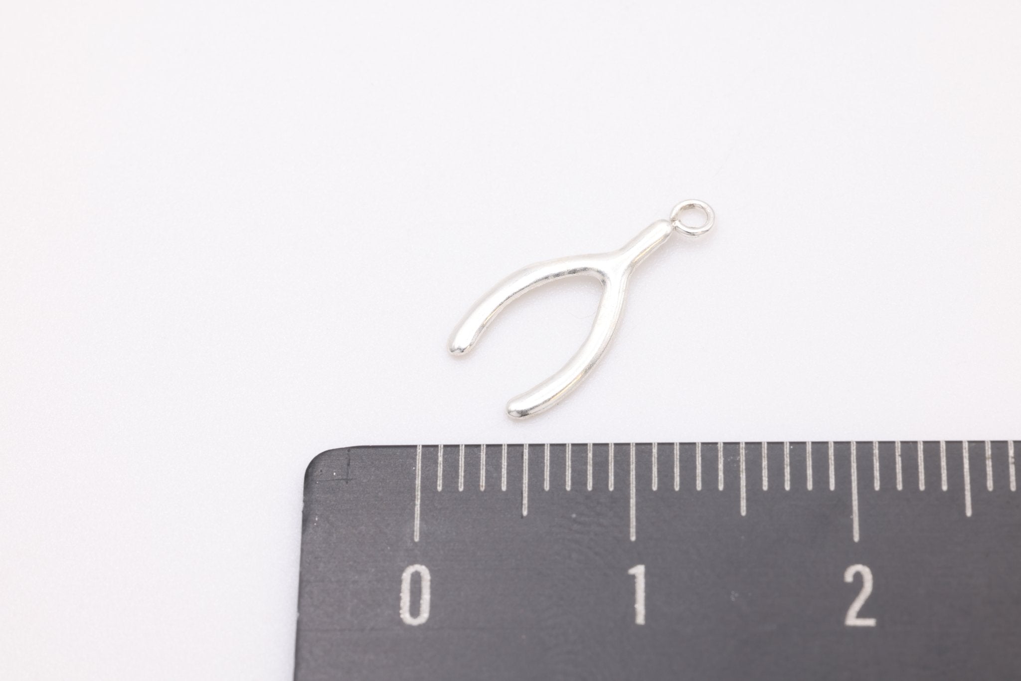 Wishbone Charm, 925 Sterling Silver, 14mm x 6mm, Lucky Charm, Bulk DIY Wholesale Jewelry Making Charm - HarperCrown