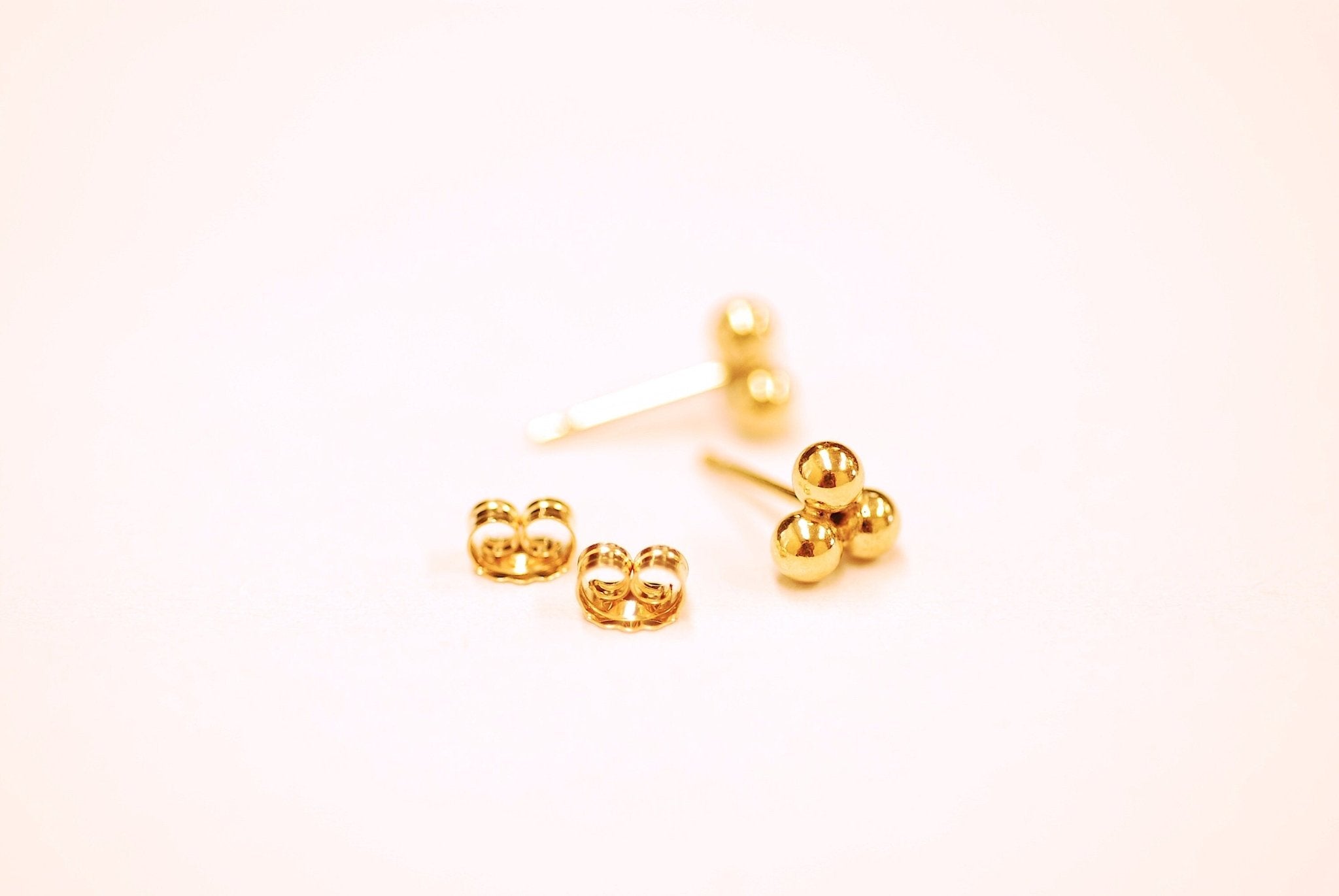 1 Pair 14k Gold Filled or 925 Sterling Silver 3 Ball Ear Stud Earrings Dainty Minimalist Cluster Cartilage Tragus Ear Stud Delicate Earring - HarperCrown