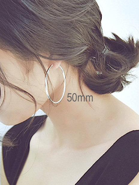 1 pair 925 Sterling Silver Endless Hoop earrings 40mm, 45mm, 50mm Hoops, Large Silver Hoop Earrings, Sterling Silver Hoop earrings - HarperCrown