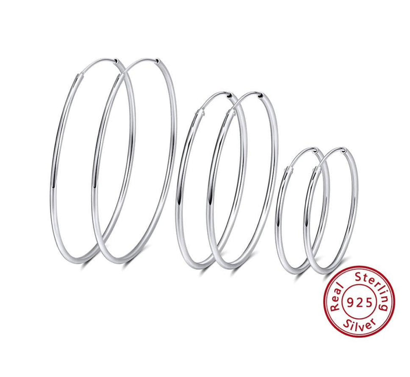 925 Sterling Silver Endless Hoop Earrings