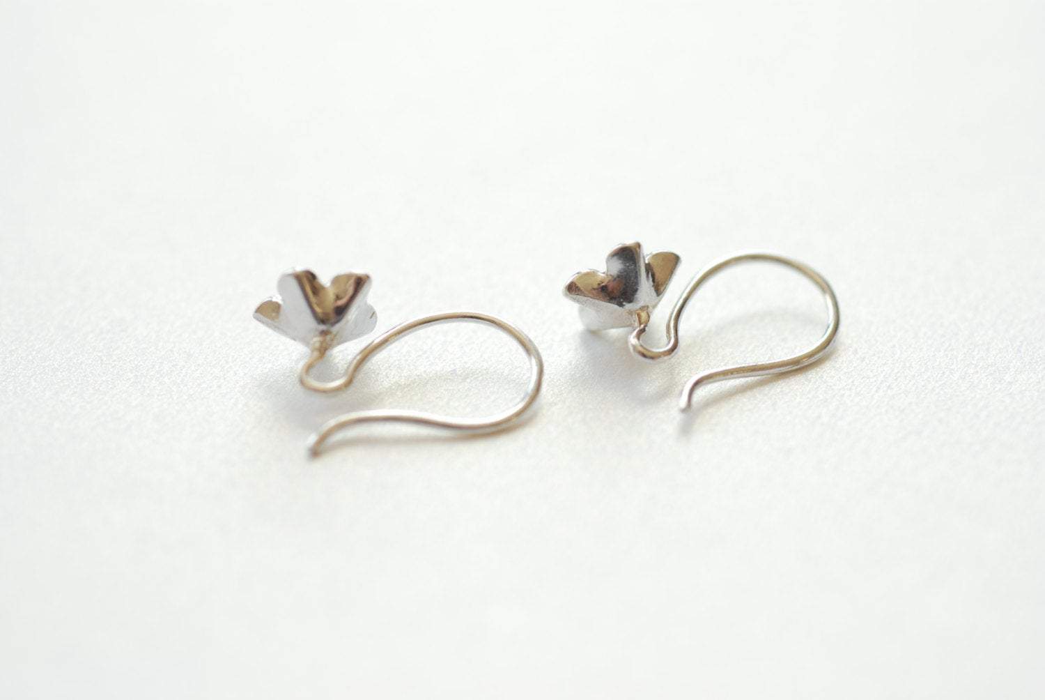 1 pair Sterling Silver Flower earring finding, 925 Silver flower earrings, flower earrings, sterling silver earring finding, Silver Earrings - HarperCrown