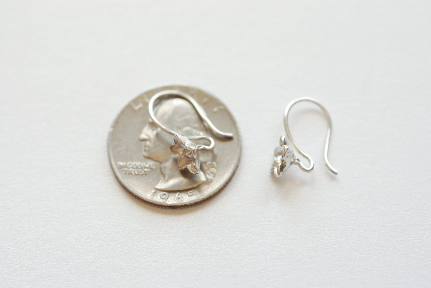 1 pair Sterling Silver Flower earring finding, 925 Silver flower earrings, flower earrings, sterling silver earring finding, Silver Earrings - HarperCrown