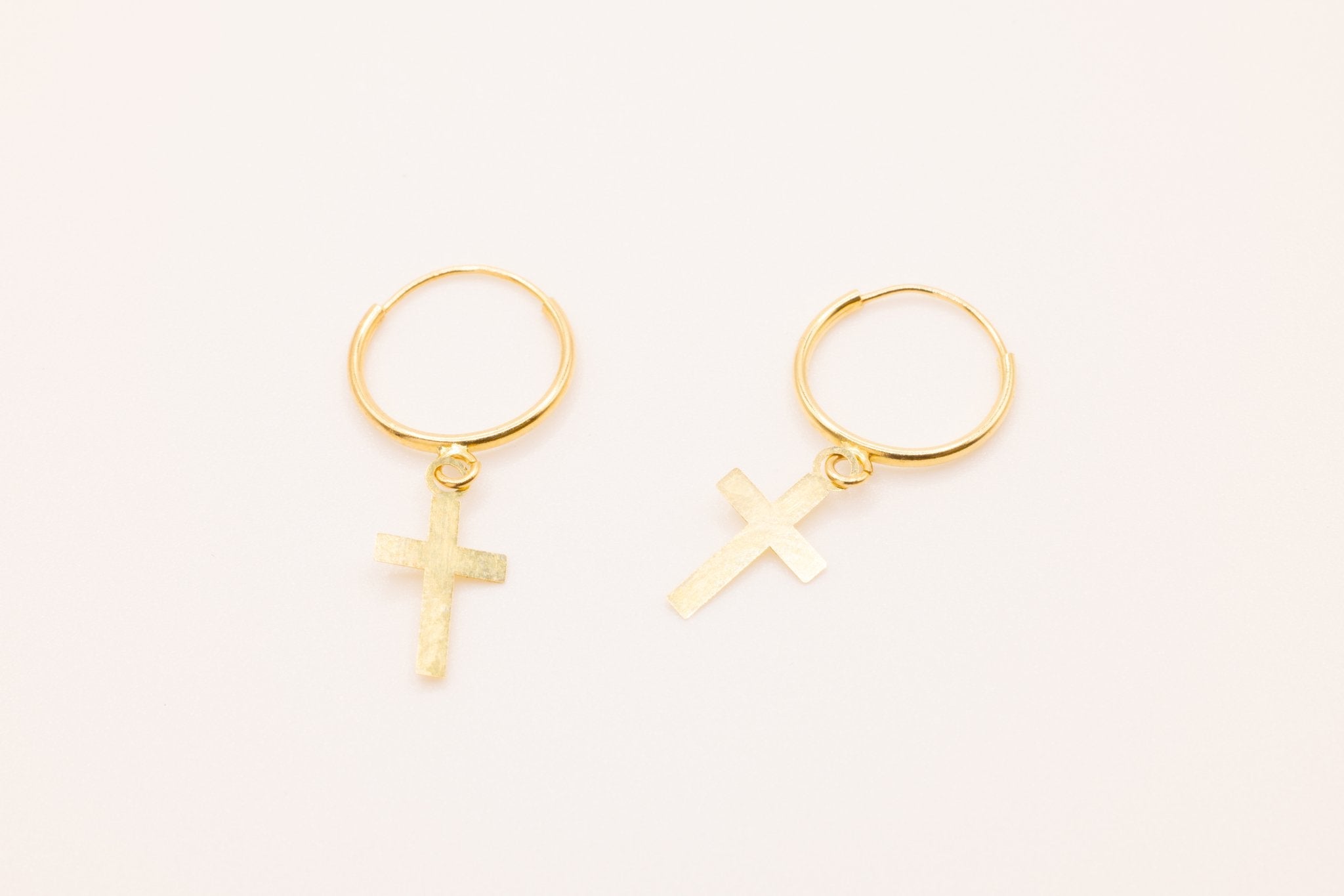 10K Gold Cross Wholesale Earrings, 1mm X .5mm, Solid 10K Gold - HarperCrown