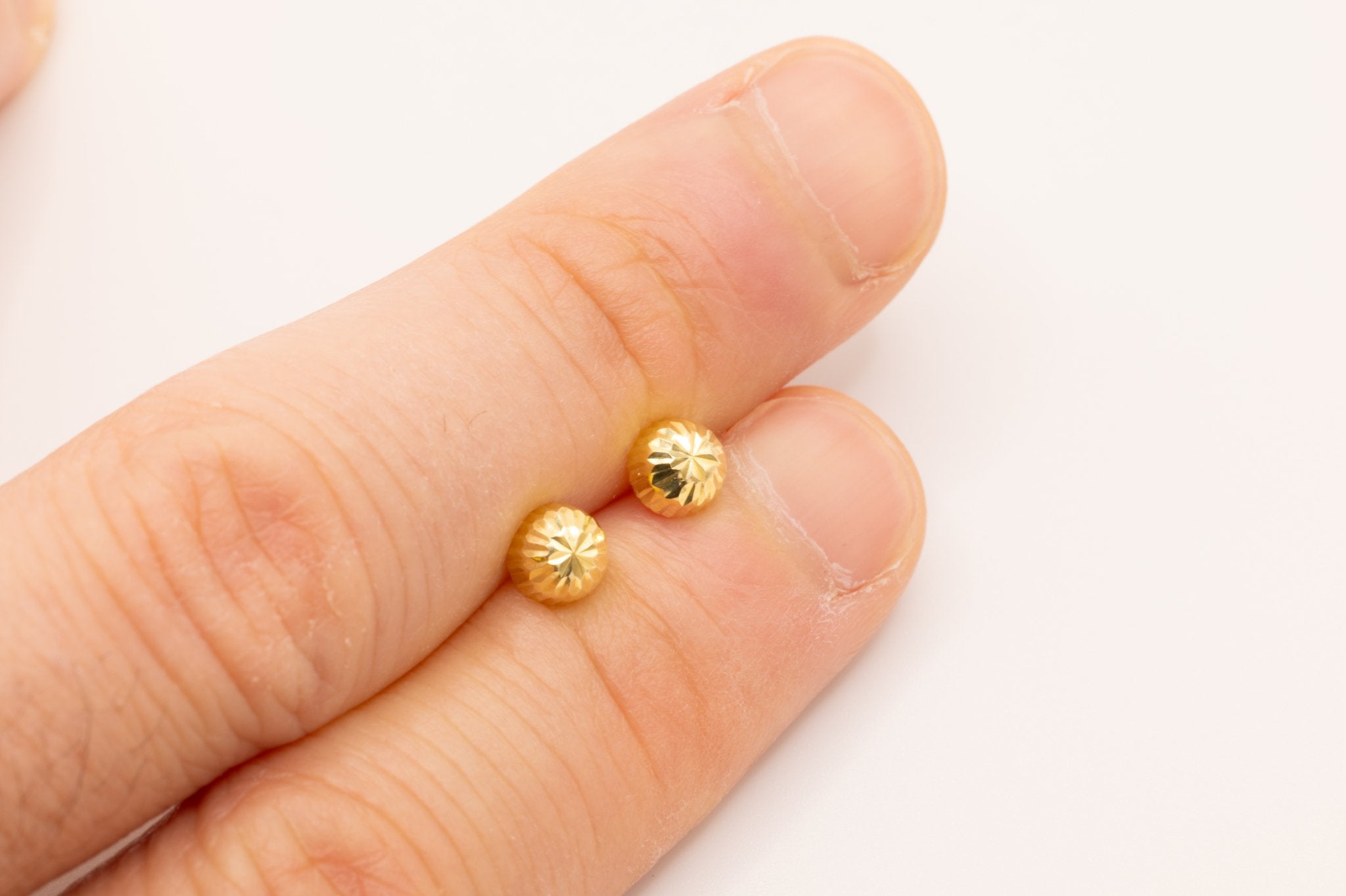 10K Gold Faceted Stud Earrings, .5mm X .5mm, Solid 10K Gold - HarperCrown