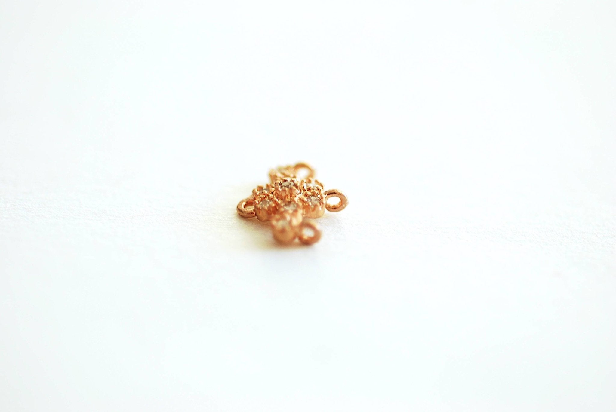 10X9mm Cubic Zirconia Flower Connector link, Sterling Silver, Vermeil Gold, Rose Gold, pave, Cubic Zirconia CZ Space Connector, Snowflake - HarperCrown