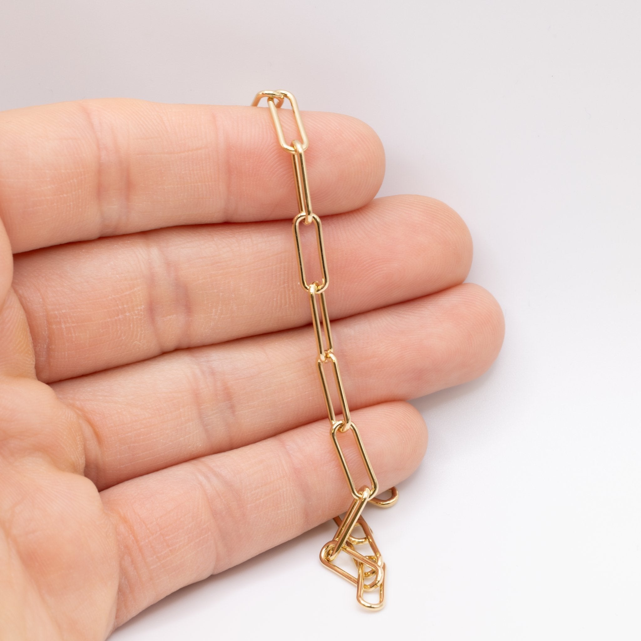 11mm Amelia Elongated Polished Cable Chain, 14K Gold Overlay Plated, Jewelry Chain - HarperCrown