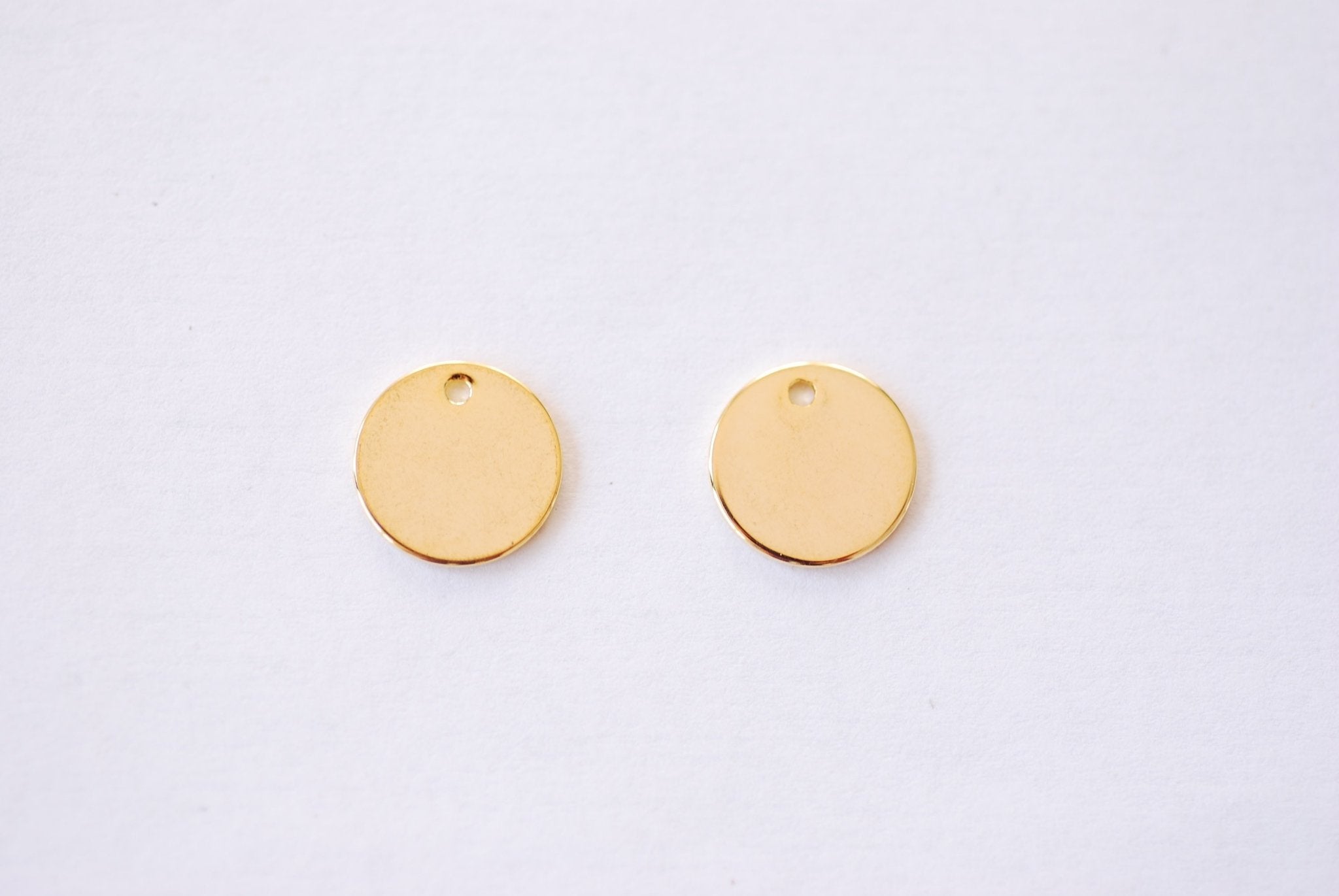 12mm Round Disc Circle Charm - 16k Gold Plated over Smooth Brass Blank Stamping Engraving Disc DIY HarperCrown Wholesale B172 - HarperCrown