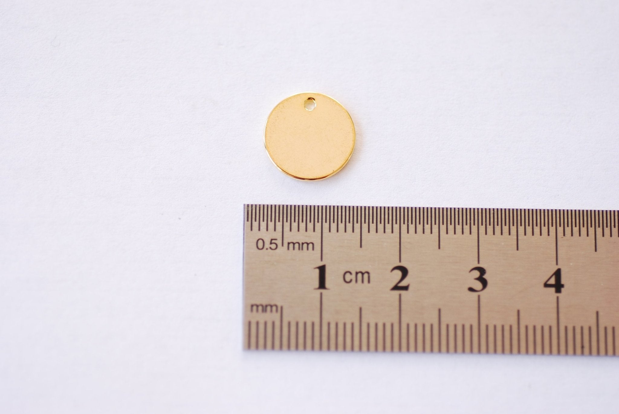 12mm Round Disc Circle Charm - 16k Gold Plated over Smooth Brass Blank Stamping Engraving Disc DIY HarperCrown Wholesale B172 - HarperCrown