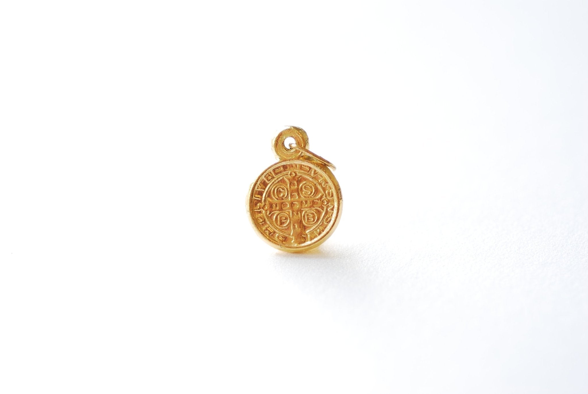 12mm Saint Benedict Medal Coin Charm- Gold Filled Religious Charm, Double Sided Charm, Roman Catholic Coin, Cross Charm, Catholic, 421 - HarperCrown