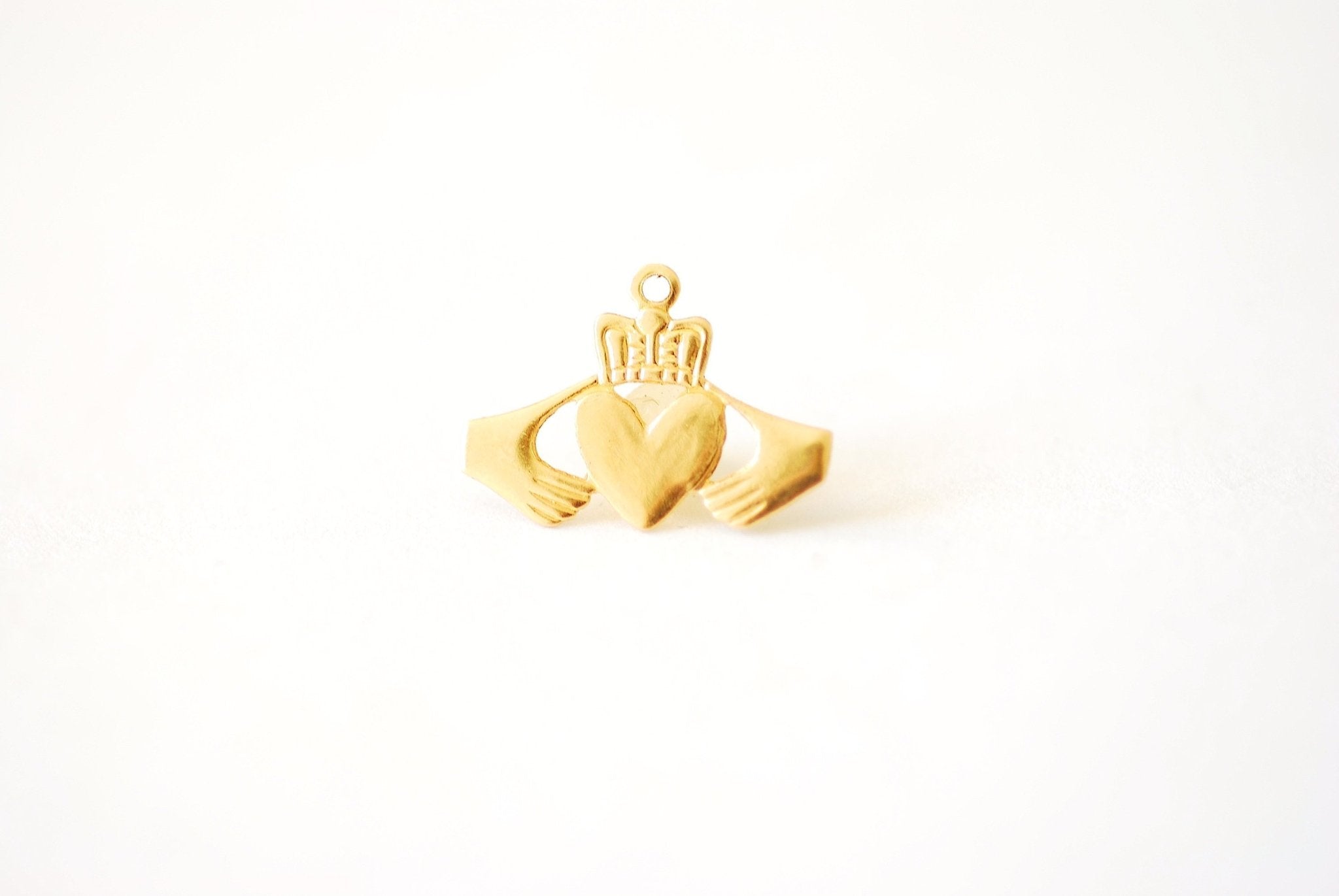 14k Gold Filled 16x10mm Irish Claddagh Crown Heart Charm with attached Bail Jewelry Making DIY Wholesale Gold Filled Charms - HarperCrown