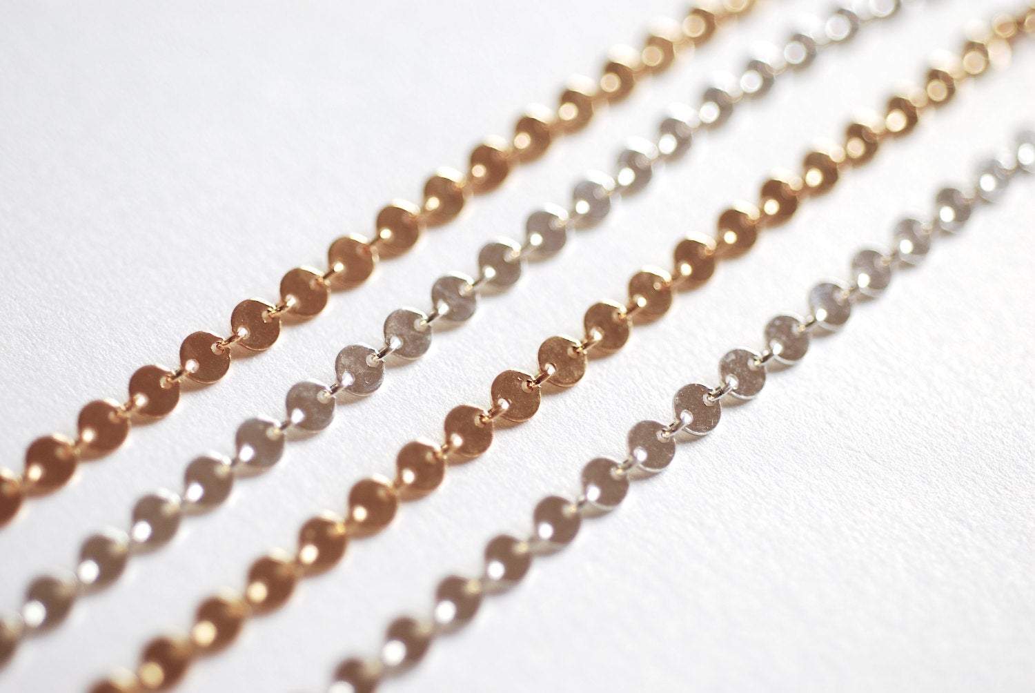 14K Gold Filled 4mm Sequin Disc Chain- Gold Filled Round Disc Circle Chain, Chain by foot, Wholesale BULK DIY Jewelry Findings 1/20 14kt GF - HarperCrown