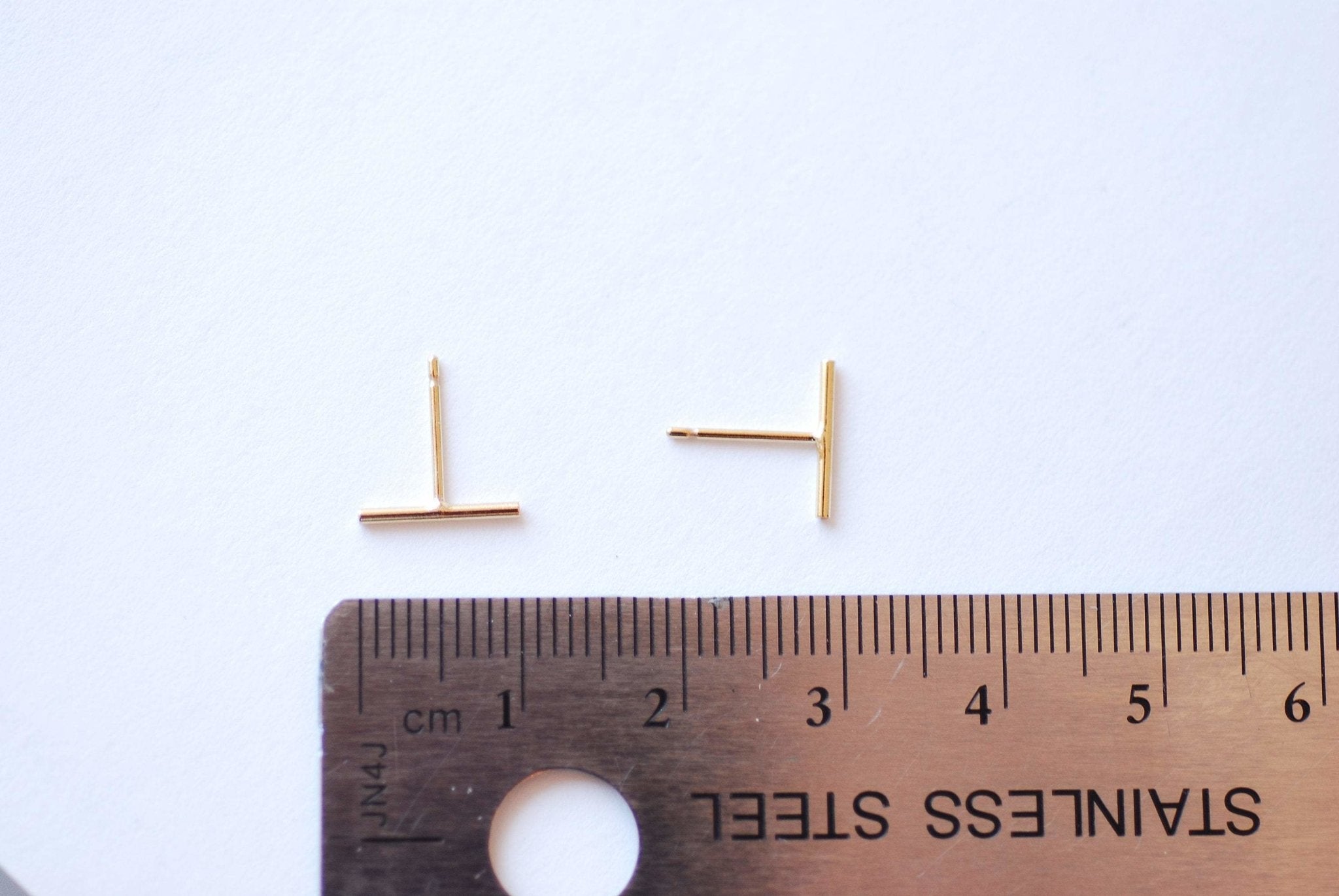 14k Gold Filled Bar Stud Earrings - Minimalist Bar earrings, Simple Every Jewelry, Gold Filled Stud Earrings Short Bar Stick Earrings - HarperCrown