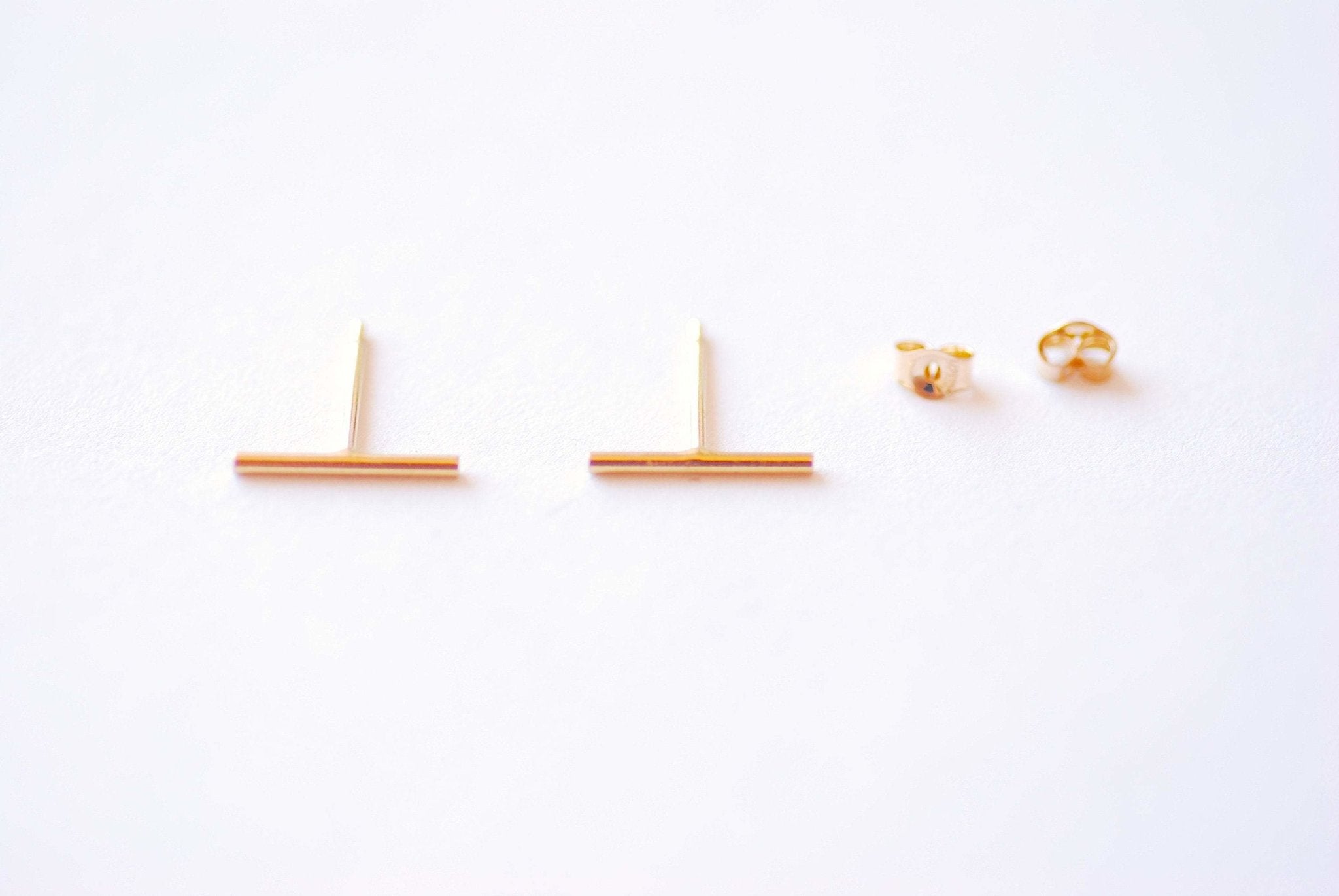 14k Gold Filled Bar Stud Earrings - Minimalist Bar earrings, Simple Every Jewelry, Gold Filled Stud Earrings Short Bar Stick Earrings - HarperCrown