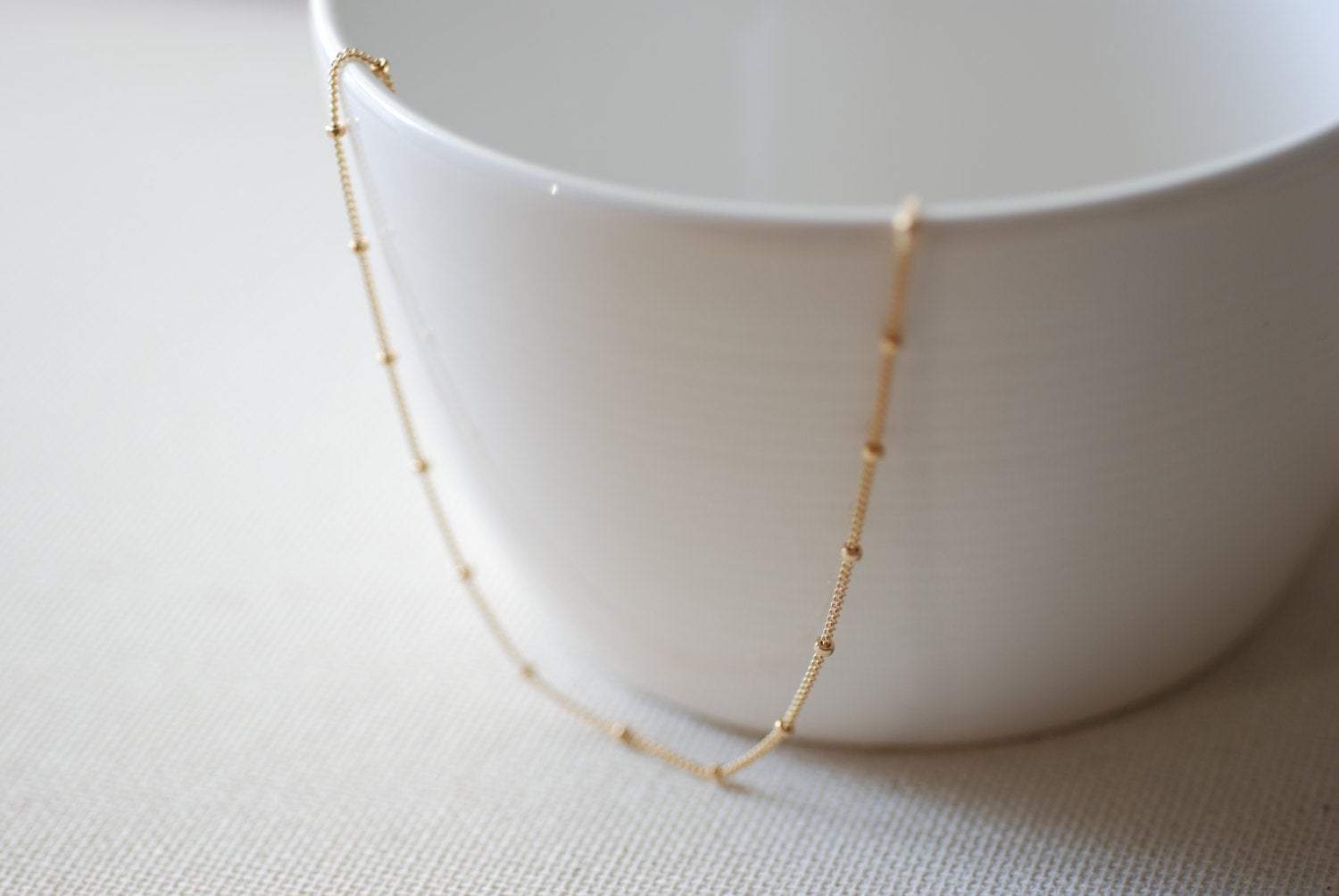 14k Gold Filled Beaded Necklace, Gold Choker Necklace, Gold Satellite Chain, Dew Drops Necklace, Minimalist Necklace,gold beaded chain - HarperCrown