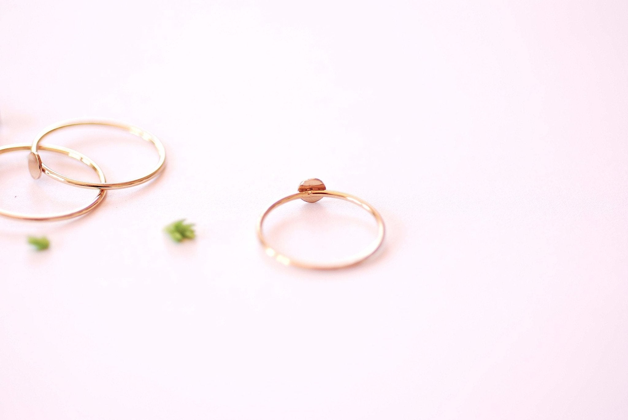 14k Gold Filled Circle Dot Disc Stacking Ring Midi Ring Thumb Ring Minimalist Ring Dainty RIng Gold Beaded Ring Bead Ring Band Ring [32] - HarperCrown