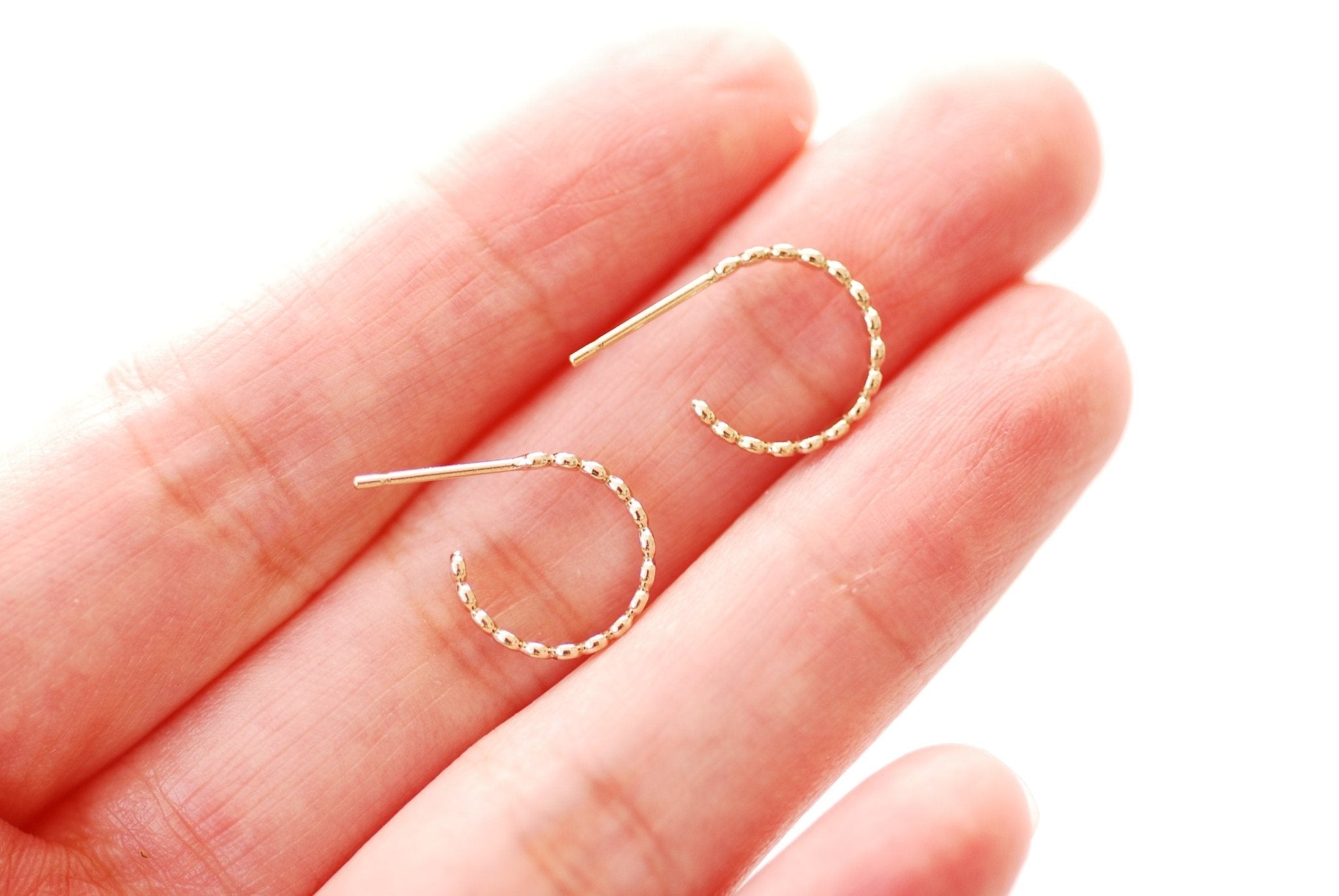 14k Gold Filled Dot Hoop Earrings, Basic Everyday Hoop Earrings, Minimalist Earrings, Gold FIlled Earrings, Gold Huggie Earrings - HarperCrown