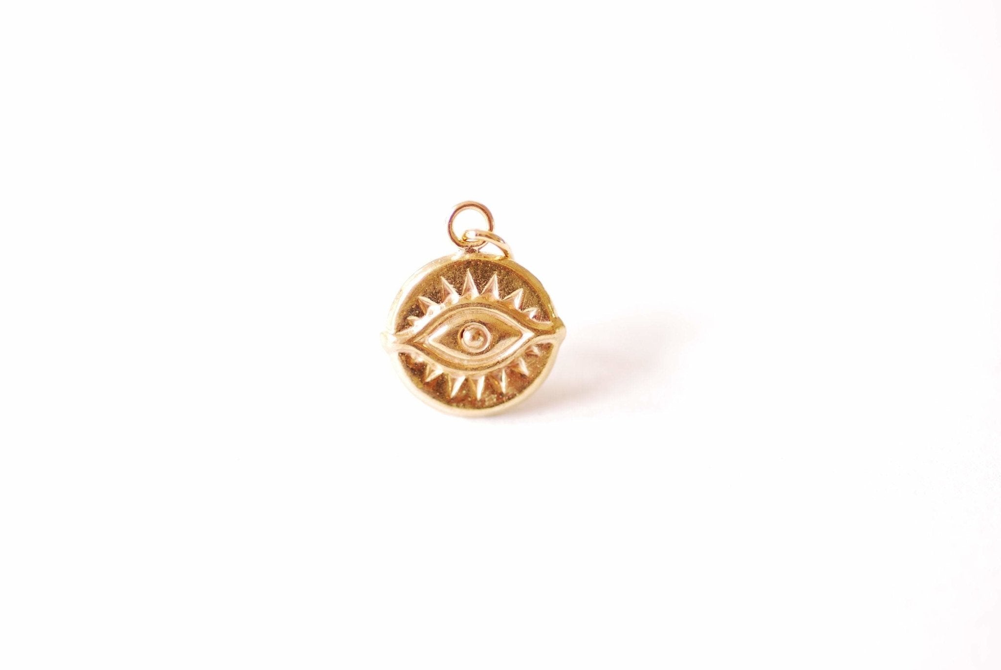 14k Gold Filled Evil Eye Charm - 14GF Evil Eye with Bead Double Sided Eye of Ra Protection Good Luck Wholesale Charms