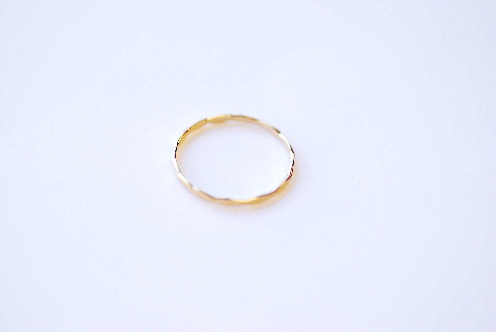 14k Gold Filled Hammered Stacking Ring - Gold Fill Hammered Ring, Dainty Ring, Simple Gold Ring, Midi Knuckle Ring, Gold Ring Band [21]