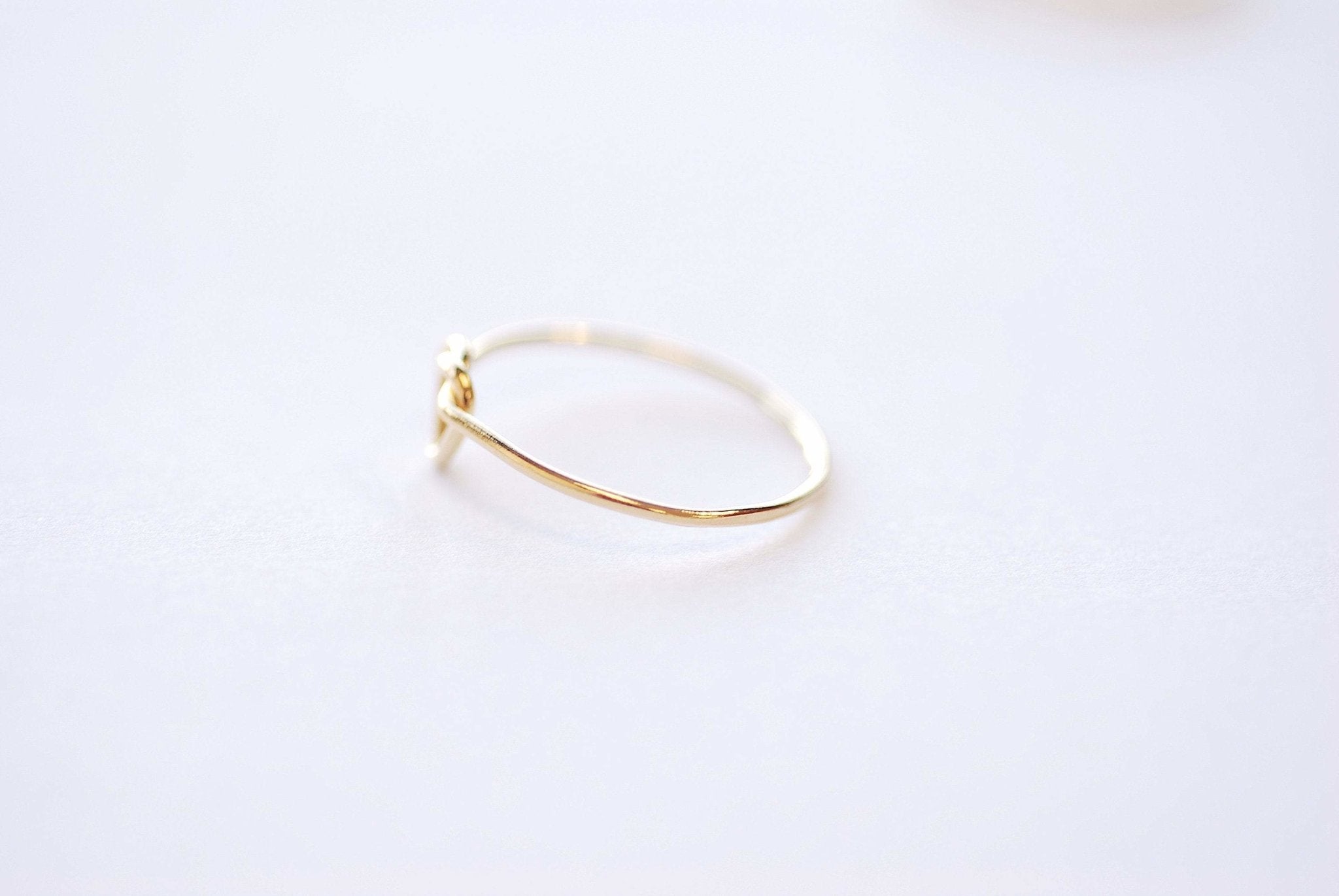 Wholesale 14k Gold Filled Heart Knot Ring - Gold Minimalist Stacking Ring 1mm Band Knuckle Midi Stacking Ring Love Knot Ring Heart Wire Ring [25]