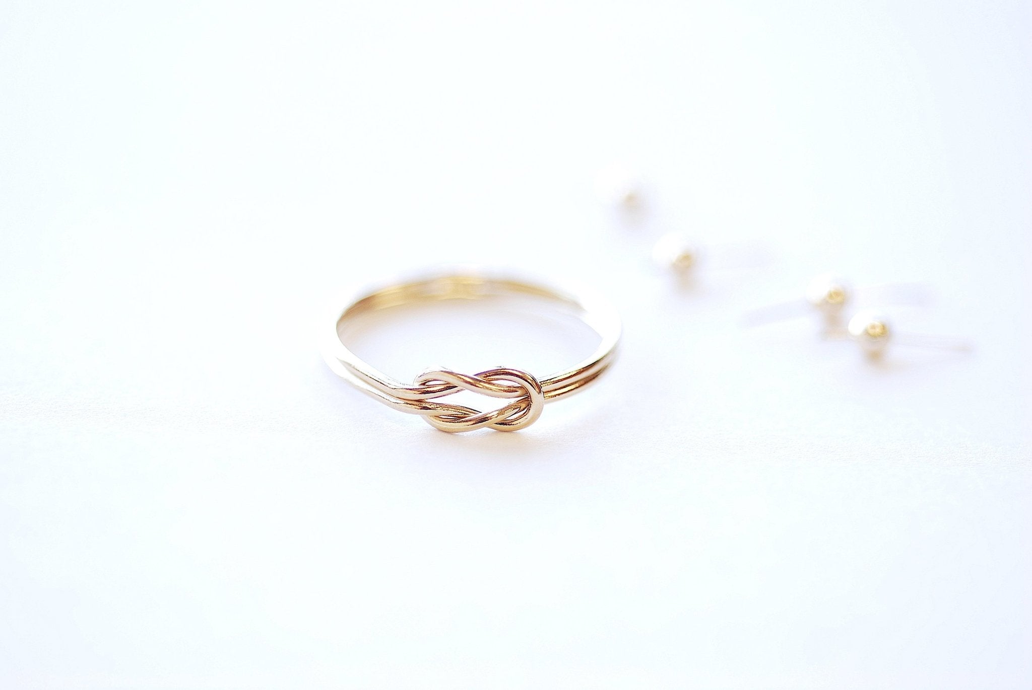 Wholesale 14k Gold Filled Infinity Stacking Ring - Gold Minimalist Stacking Ring Knuckle Midi Ring 2mm Thin Band Dainty Ring Double Love Knot Ring[26]