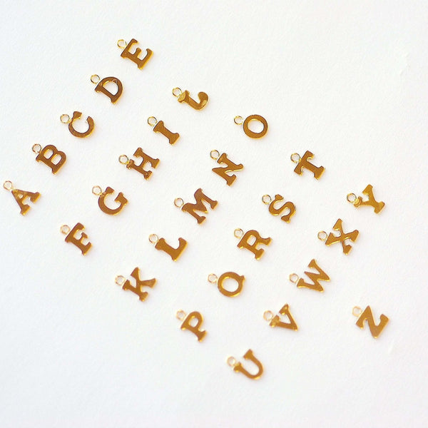Wholesale 14K Gold Filled Initial Block Letter Charm Drop A - Z Alphabet Letter Drop Charm Pendant Personalized Charm Gold Alphabet, 438, H / Sterling