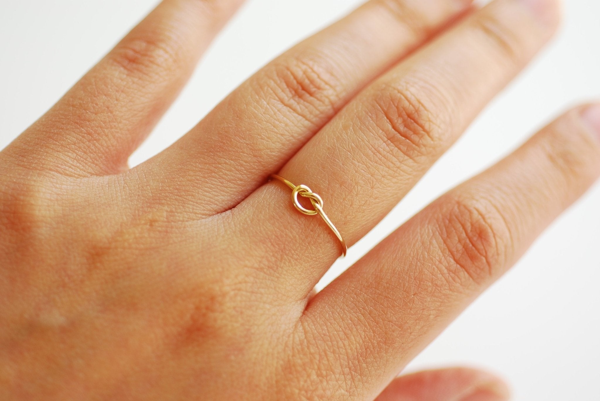 Wholesale 14k Gold Filled Love Knot Ring- Stacking Ring, Midi Ring, Knuckle Ring, Thin Gold Band, Heart Knot Ring, Gold Filled Ring [15]