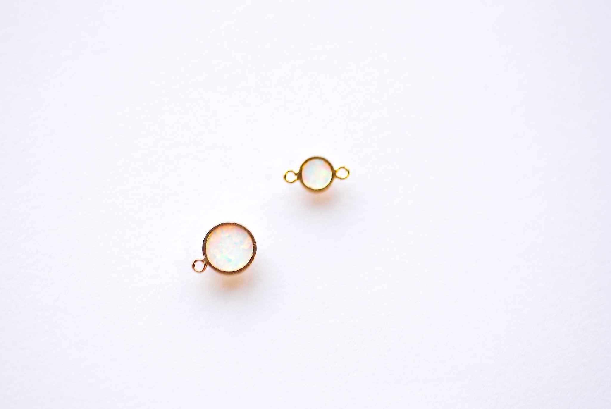 14k Gold Filled Opal Drop Connector - Synthetic Opal Connector Link Bezel Drop Wholesale Bulk Findings 1/20 14kt GF 6mm 4mm