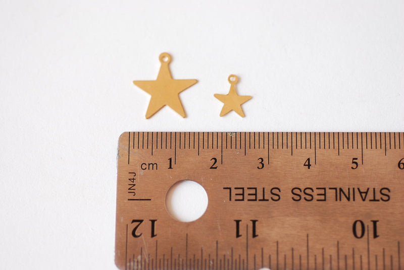 14K Gold Filled or Sterling Silver Flat Star Charm Pendant 8mm 14mm VermeilSupplies Wholesale Charm DIY Jewelry Making, Sterling Silver / 14mm