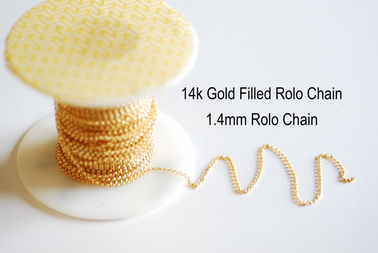 1.4mm Rolo Chain, Gold-Filled, Bulk Pay Per Foot Uncut Spools For Jewelers