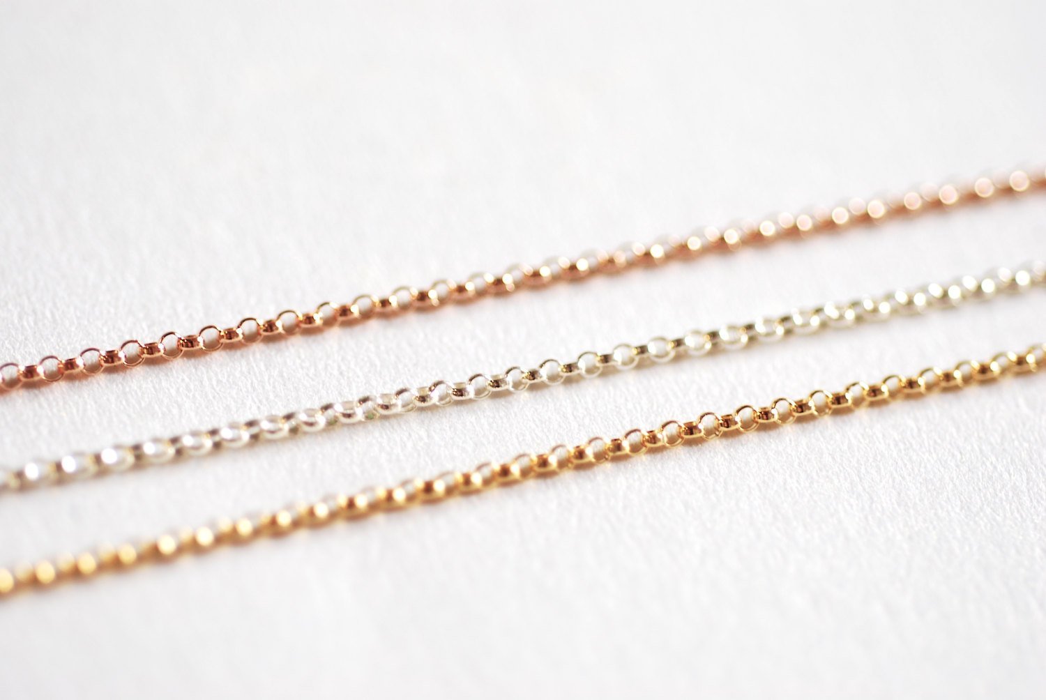 1.4mm Rolo Chain, Gold-Filled or Sterling Silver, Unfinished Rolo Chain by Foot Bulk Chain