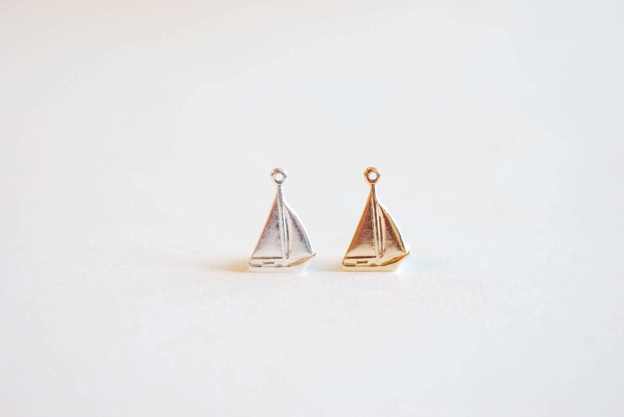 14K Gold Wholesale Filled Sailboat Charms -10mm x 15mm,sail boat ship charm, beach, ocean, sea, parasailing, sterling silver sailboat