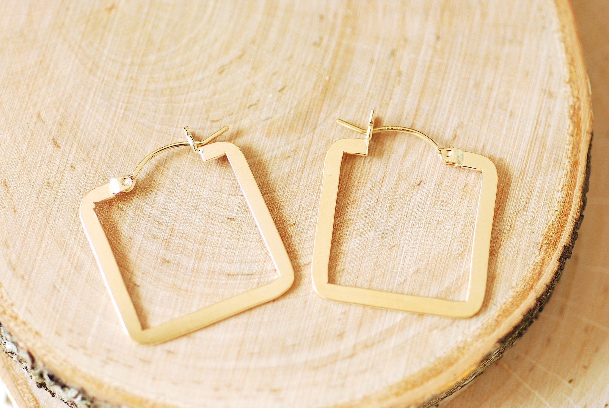 Wholesale 14k Gold Filled Square Earrings Flat Wire 25mm Hoop Earrings Dainty Earrings Minimalist Earrings Geometric Earrings Square Hoop Earrings