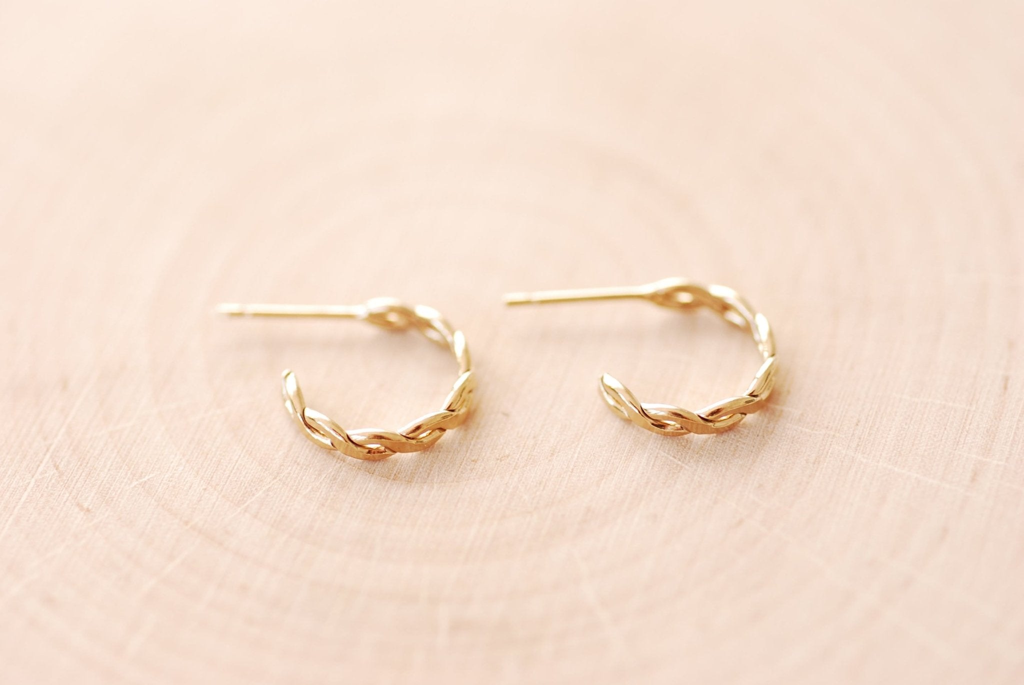 14k Gold Filled Woven Hoop Earrings, Gold Braided Hoop Earrings, Gold Hoop Earrings, Minimalist Gold Hoops, Huggie Hoop Earrings - HarperCrown