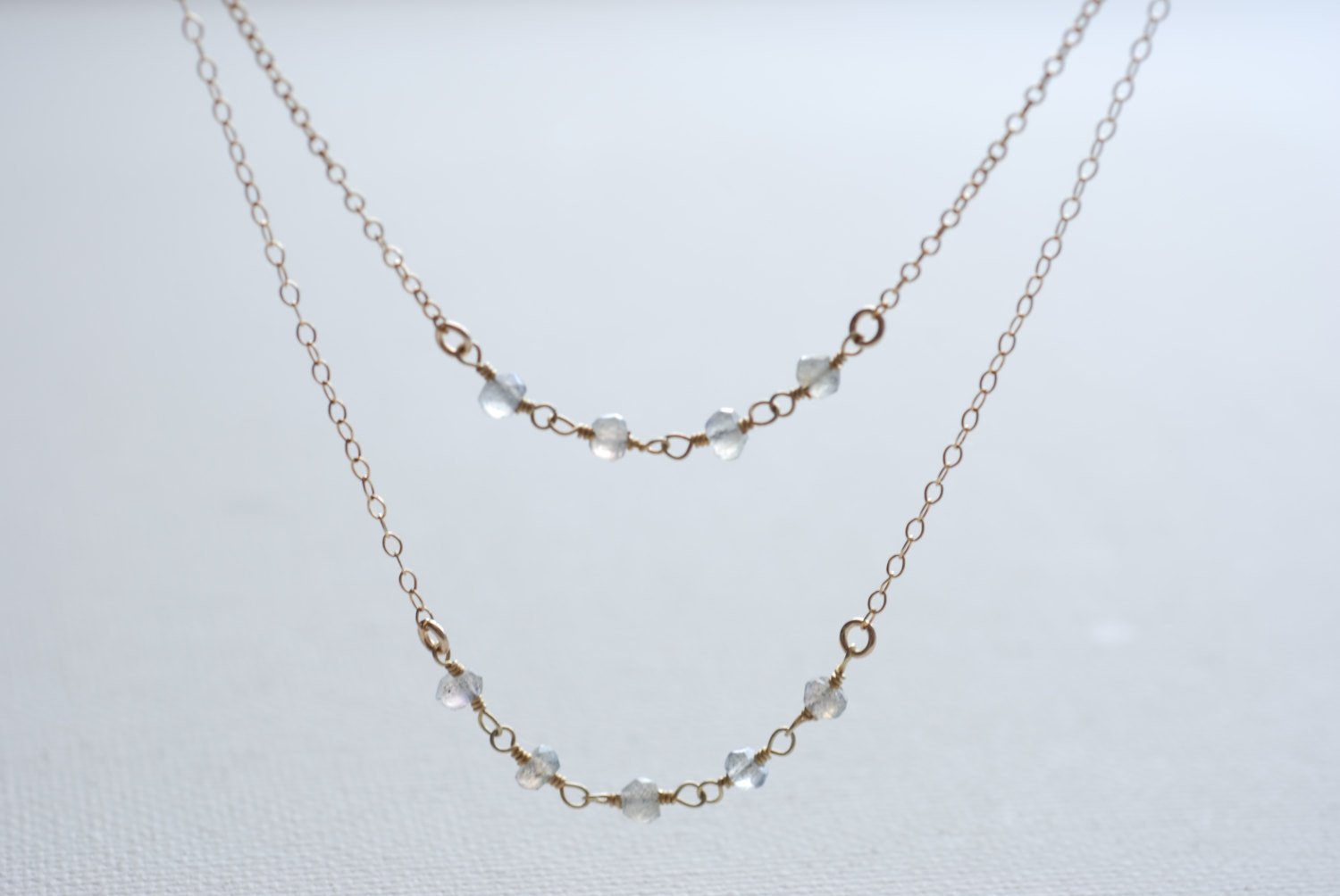 Wholesale 14k Gold Layering Necklace, Apatite Necklace, Double Layer Necklace, Moonstone Necklace, Layering Necklace, Delicate Jewelry by HeirloomEnvy