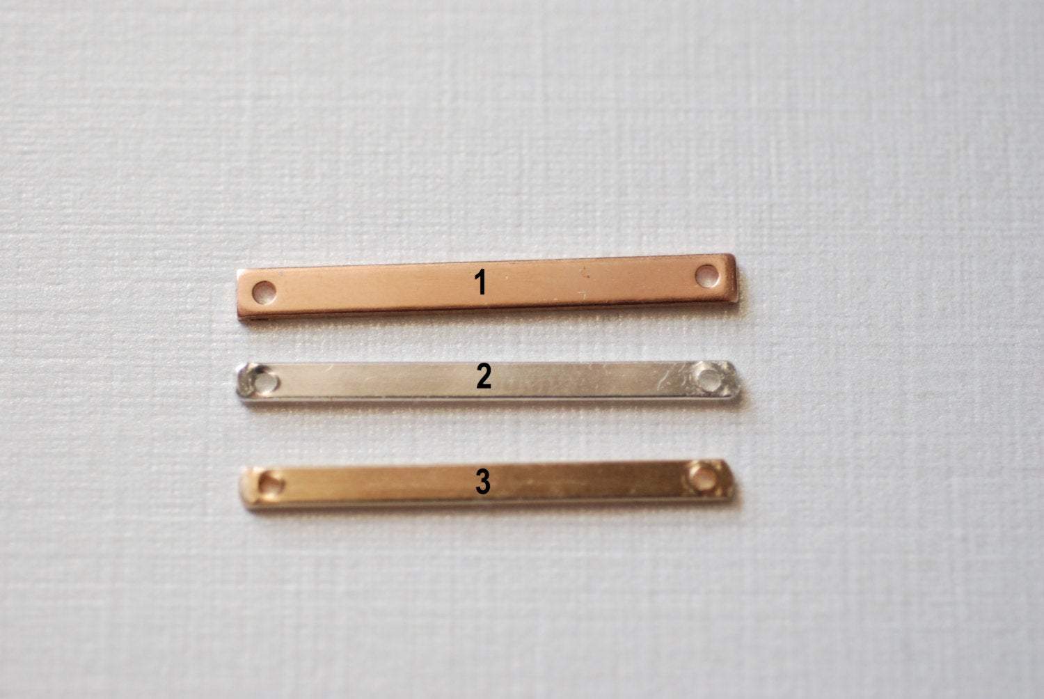 14k Rose Gold Bar Connector Blank, 2 holes Skinny Bar, Link Blank Charm Pendant,  Gold Filled Skinny Bar Beads,14k GF bar drop