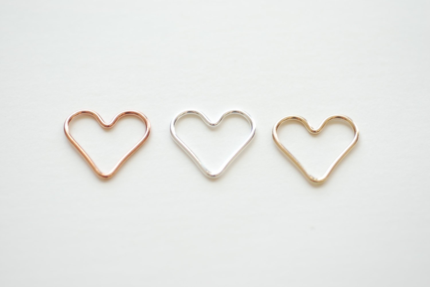 Wholesale Charms 14k Rose Gold Filled Open Wire Heart Heart Connector Link Spacer Heart Charms Jewelry Supplies Heart Pendant Heart Jump Rings E124